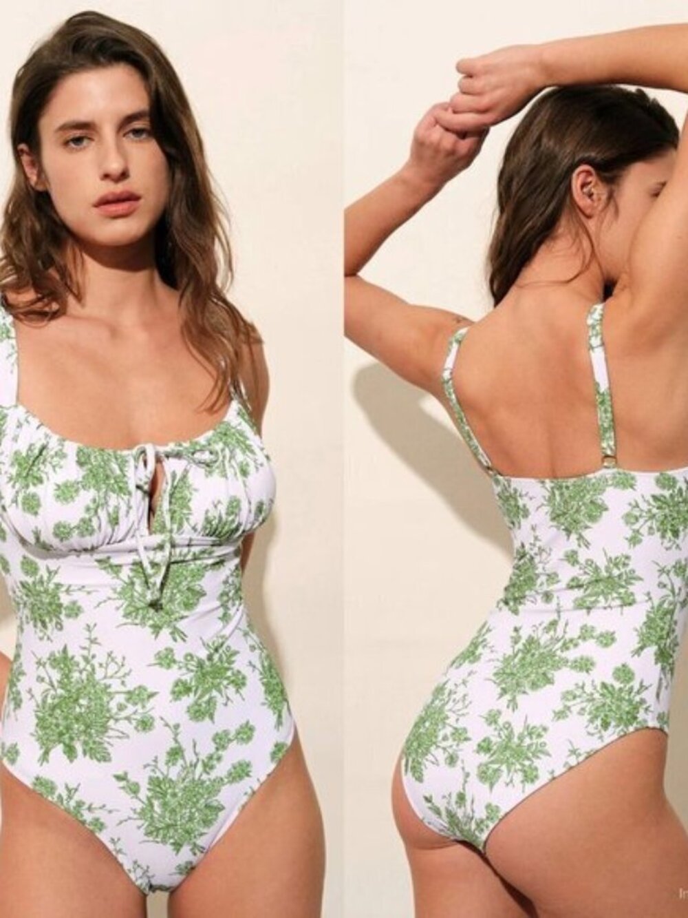 Berlook Tie Floral One-Piece Swimsuit